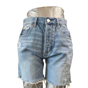 American Eagle Jean Shorts Junior 0  Blue High Rise Distressed Cotton (Sz0 W26)